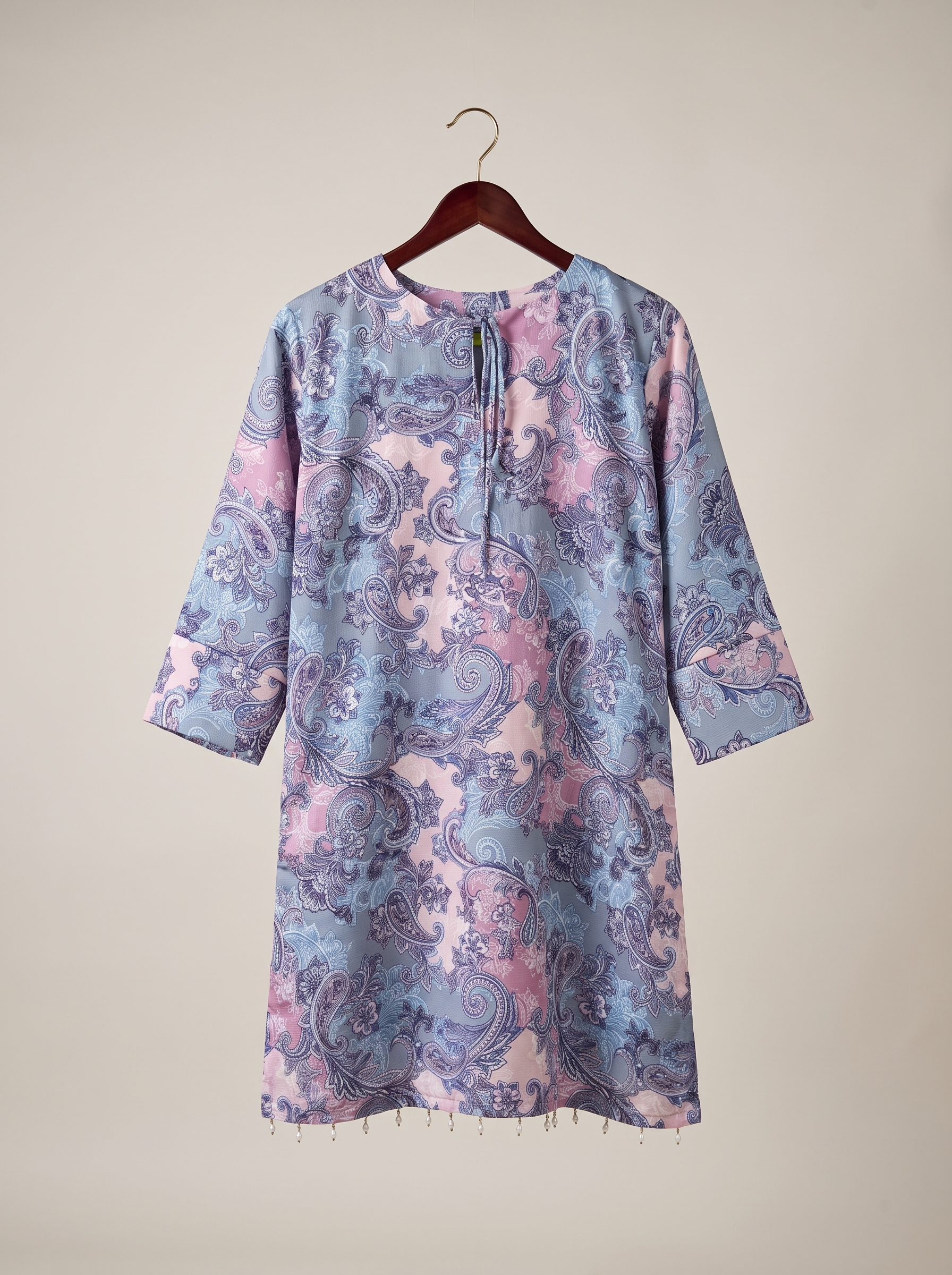 Ladis Paisley Print Kurti with Beaded Hem